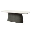 Rectangular 84x40 Pompano Patio Dining Table with Bellino Ivory Top and Slate Base