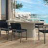 Pompano 84 x 40 Rectangular Patio Dining Table with Wicker Seating and Ocean View