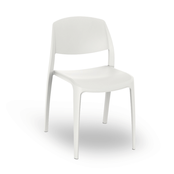 	Smart Stackable Polypropylene Patio Cafe Chair - White