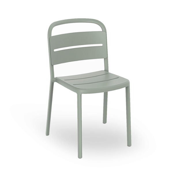 Como Stackable Polypropylene Patio Dining Armless Chair  - Green Grey