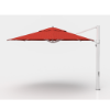 Eclipse 13 foot octagonal cantilever umbrella with vibrant red commercial outdoor canopy and heavy-duty white side-mount frame