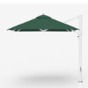 Eclipse 10 foot square aluminum cantilever umbrella with forest green canopy and white frame for commercial pool and patio shade