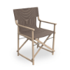 Boss folding sling dining chair with brown fabric sling and tan polypropylene frame isolated on white background