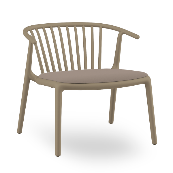 Woody Lounge Polypropylene Patio Armchair with Padded Seat - Chocolate Base / Mocha Seat