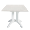 White Atlanta 32 inch square resin pedestal patio table with umbrella hole