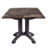 32 Inch Square Patio Table with Woodgrain Top Design and Charcoal Resin Pedestal Base