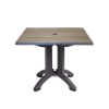 32 Inch Square Outdoor Table with Light Wood Look Top and Charcoal Pedestal Base