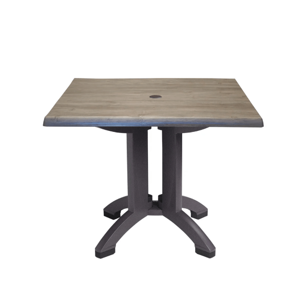 Atlanta 36” Square Pedestal Table With Umbrella Hole