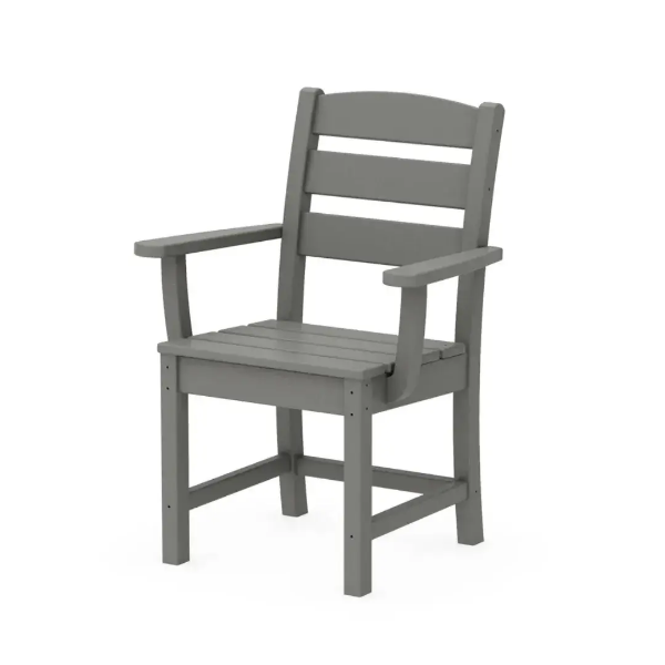 POLYWOOD Lakeside recycled plastic dining armchair in Slate Grey for commercial outdoor dining areas