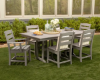 POLYWOOD Lakeside recycled plastic dining armchairs around an outdoor dining table on a commercial patio