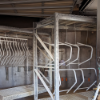 Commercial aluminum pool furniture frames prepared for powder coat refinishing