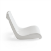 Side profile of the white Forma commercial pool edge seat chair showing its ergonomic seating shape