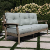 Blue Ridge deep seating cushion patio sofa with all-weather HDPE frame and light blue Sunbrella cushions