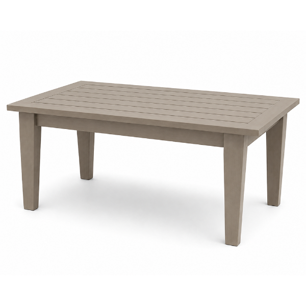 40" Blue Ridge deep seating coffee table with HDPE recycled plastic frame for commercial outdoor lounges, pool decks, hotels, and resorts