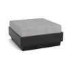 Elevate MGP commercial patio ottoman with black marine-grade polymer base and gray outdoor cushion