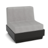 Elevate MGP cushioned commercial patio lounge chair with black frame and gray cushion