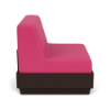 Side view of Elevate MGP cushioned commercial patio lounge chair with walnut frame and pink cushion