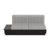 Front view of Elevate MGP commercial patio sofa with black frame, gray cushions and built-in right-side table