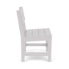 Side view of white Leisure MGP slat style commercial patio dining chair