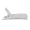Side view of white Leisure MGP Slat Style chaise showing adjustable reclining back and curved profile