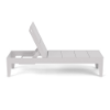 Side view of white Leisure MGP Flat Solid Style chaise showing adjustable back and elevated frame