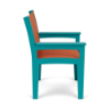 Side view of Leisure MGP Sling Patio Dining Chair with Aruba frame and Snappy orange sling fabric
