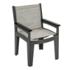 Leisure MGP Sling Patio Dining Chair with grey Marine Grade Polymer frame and Kozo Fossil sling fabric