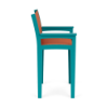 Side view of Leisure MGP sling patio bar chair with Aruba frame and orange Snappy sling fabric