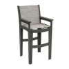Leisure MGP sling patio bar chair with Fossil Grey frame and neutral Kozo sling seat and back