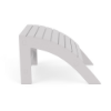 Side view of white Leisure MGP patio footrest ottoman showing its curved profile and slatted construction