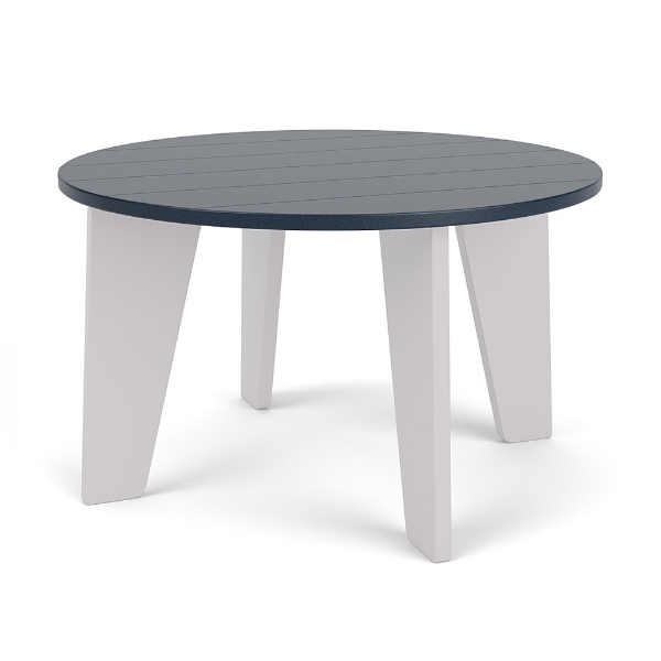 20-inch Leisure MGP round patio side table with Navy top and White frame for commercial outdoor seating areas