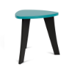 Aruba and Black Leisure MGP modern patio side table with compact triangular design for commercial poolside seating