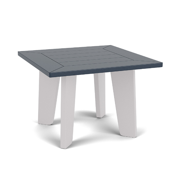 20-inch Leisure MGP square patio side table with Navy top and White frame for commercial outdoor seating