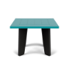 Aruba and Black 20-inch Leisure MGP square patio side table for commercial pool decks and outdoor lounge areas