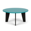 36-inch Leisure MGP round patio coffee table with Aruba top and Black legs for commercial pool decks and outdoor lounge seating