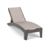 Leisure MGP sling patio chaise lounge with Kozo Fossil sling and Grey frame for commercial pools, resorts, and hospitality outdoor spaces