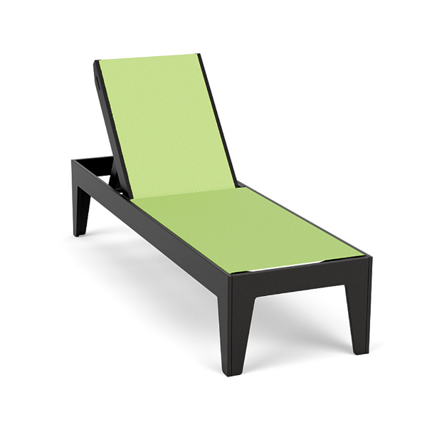 Leisure MGP flat sling patio chaise lounge with Citron sling and Black frame for commercial pool decks and resort lounging areas
