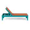 Side view of Leisure MGP flat sling patio chaise lounge with Snappy sling, Aruba frame, and adjustable reclining back