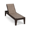 Leisure MGP flat sling patio chaise lounge with neutral fabric sling and dark Marine Grade Polymer frame for commercial outdoor spaces