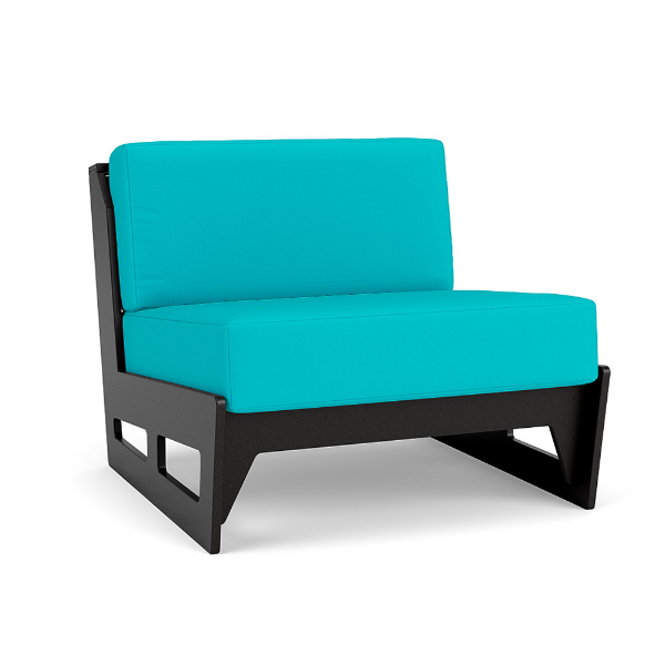 MGP Deep Seating commercial patio center modular seat with Aruba cushions and Black Marine Grade Polymer frame