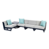 MGP Deep Seating commercial modular patio sectional arranged with cushioned seats, coordinating table, and accent pillows