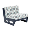 MGP Deep Seating commercial patio center modular seat with patterned cushions and Navy Marine Grade Polymer frame