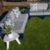 MGP Deep Seating cushioned modular sectional arranged as commercial outdoor lounge seating beside a pool