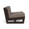 Side view of MGP Deep Seating right modular patio seat with taupe cushions and Northeastern Walnut MGP frame