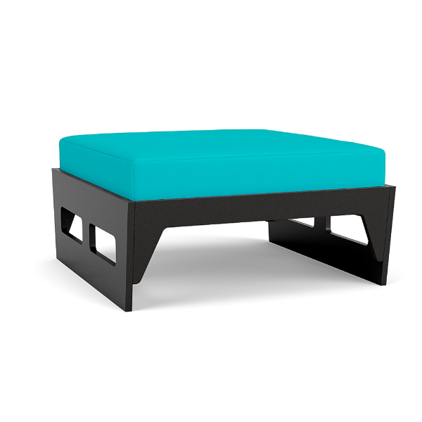 MGP Deep Seating commercial patio ottoman with Aruba cushion and Black Marine Grade Polymer frame