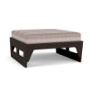 MGP Deep Seating cushioned commercial patio ottoman with patterned outdoor fabric and Walnut Marine Grade Polymer frame
