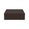Front view of Java Chocolate square commercial patio coffee table with woven wicker exterior and low-profile design