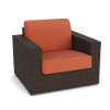 Java Chocolate wicker outdoor patio lounge chair with Pottery-colored seat and back cushions