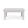 Front view of 26 x 46 white marine grade polymer rectangular commercial patio coffee table
