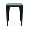 Front view of 30-inch Leisure MGP square commercial patio bar table with Aruba top and Black frame